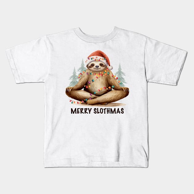 Merry Slothmas Kids T-Shirt by MZeeDesigns